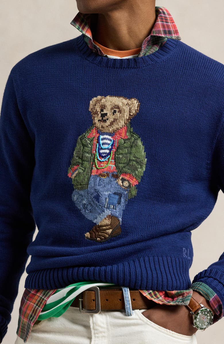 Polo Ralph Lauren Polo Bear Intarsia Cotton Crewneck Sweater, Alternate, color, 