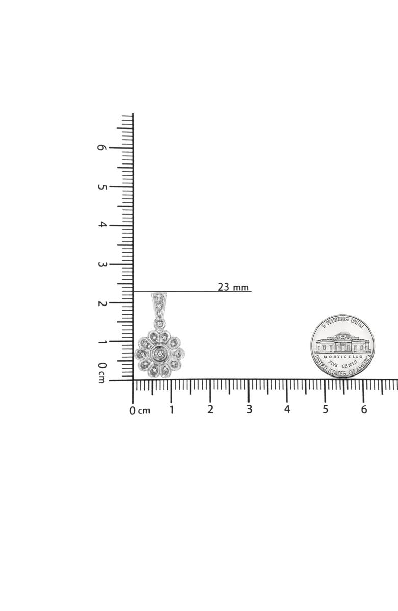 Haus of Brilliance .925 Sterling Silver Diamond Accent Sunburst Milgrain Pendant Necklace, Alternate, color, White