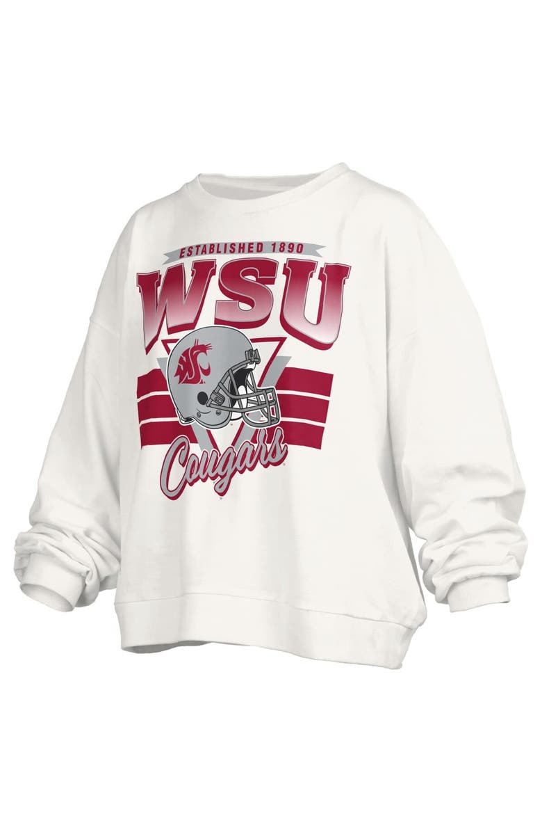 PRESSBOX Women's Pressbox White Washington State Cougars Oversized Janice Retro Waist-Length Pullover Sweatshirt, Alternate, color, White