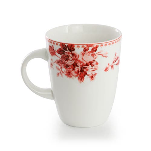 Elama Traditional Red Rose 16 Piece Stoneware Dinnerware Set In Multi