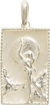 Freya Rose Rectangle Silver Woman and Moon Pendant