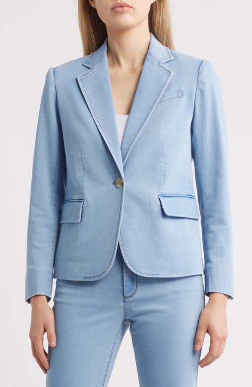 Shop Anne Klein Notch Collar Denim Blazer In Huntington Wash