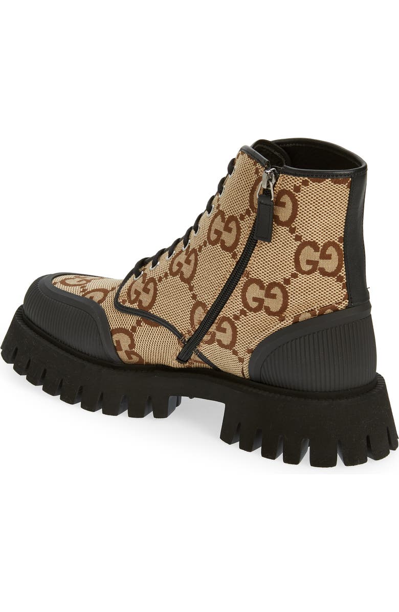 Gucci Maxi GG Supreme Canvas Combat Boot, Alternate, color, Camel Ebony/Nero