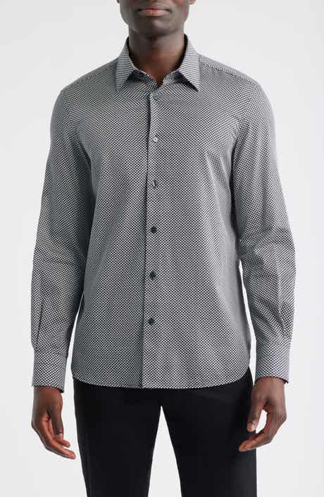 Emporio Armani Microprint Stretch Cotton Button-Up Shirt