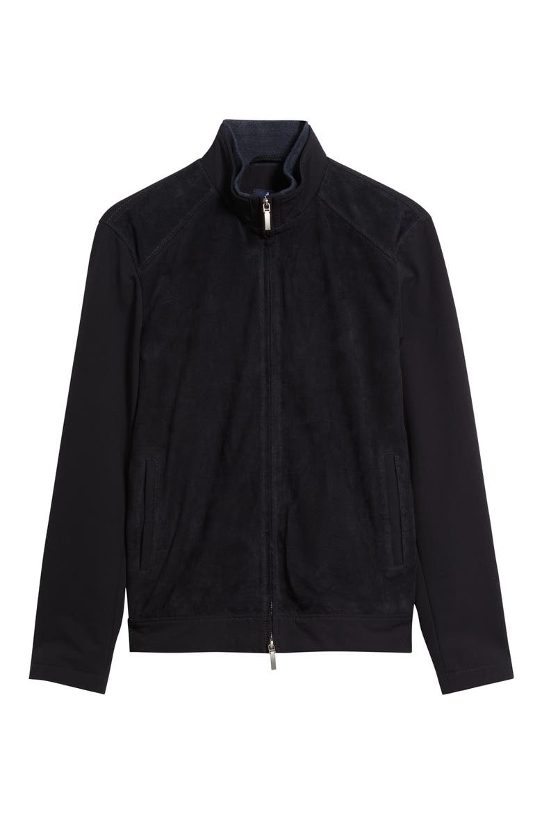 Agnelli Mixed Media Jacket, Alternate, color, NAVY