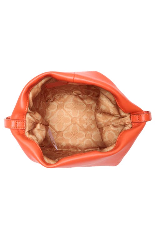 Lucky Brand Tess Drawstring Leather Bucket Bag In Orange