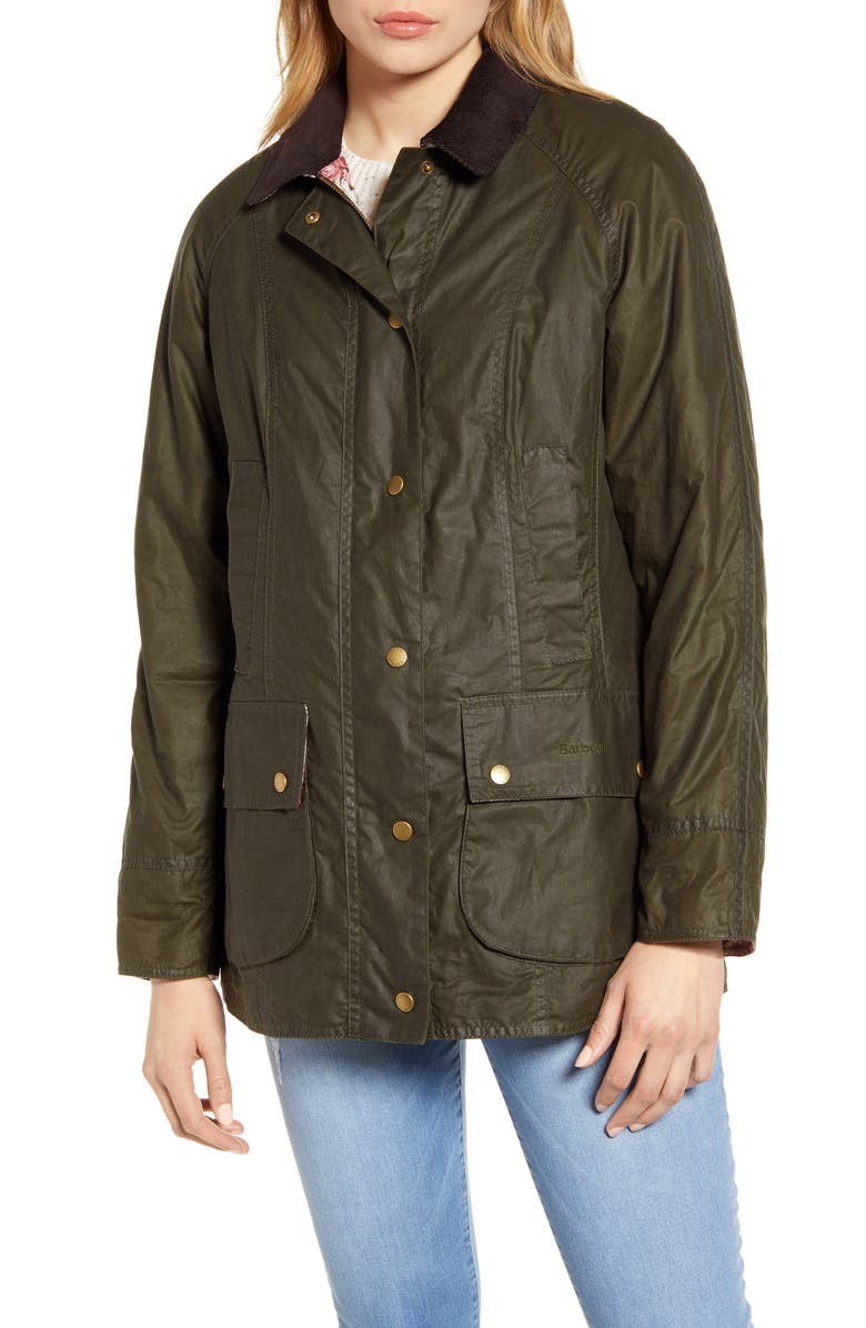 Barbour Violet Lightweight Waxed Cotton Canvas Coat, Alternate, color,