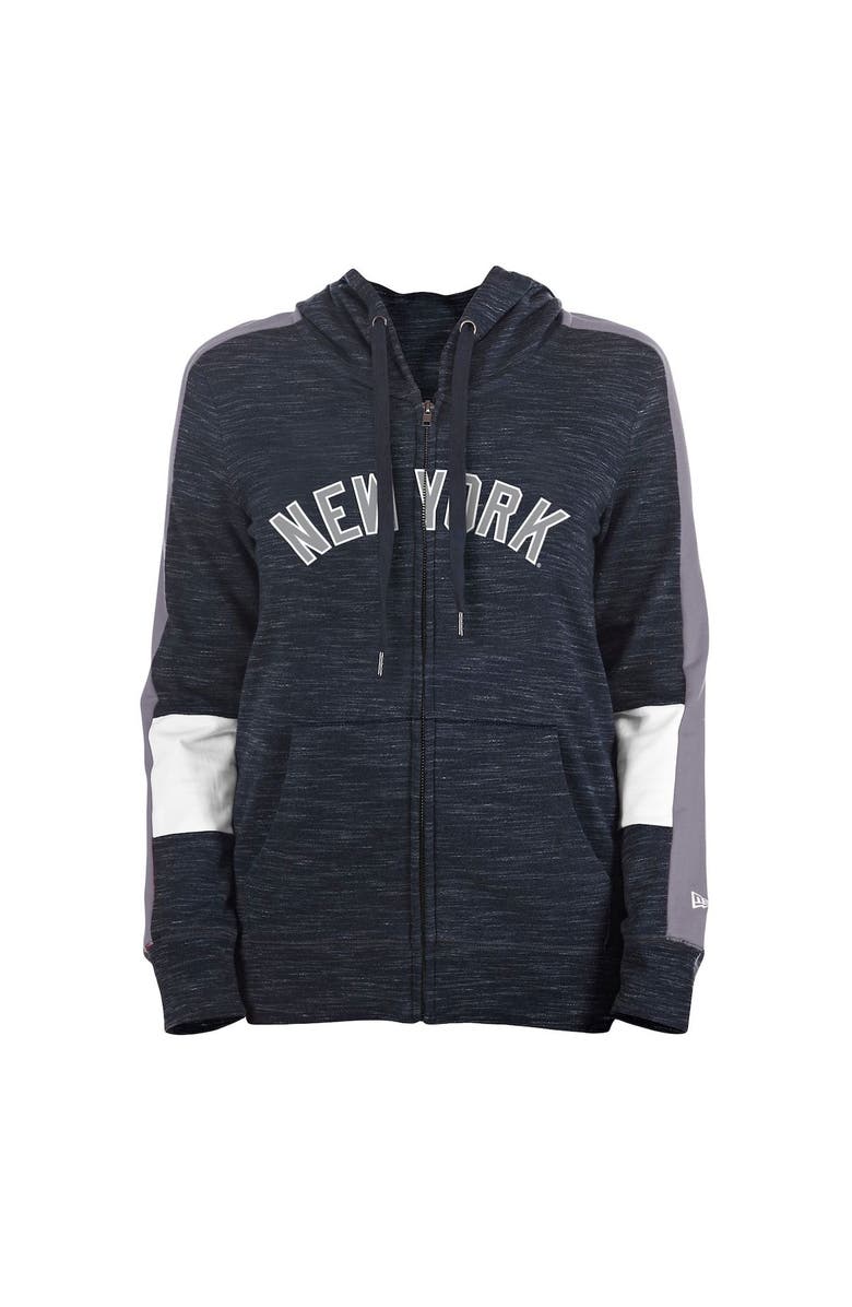 New Era Women's New Era Navy New York Yankees Colorblock Full-Zip Hoodie, Alternate, color, 