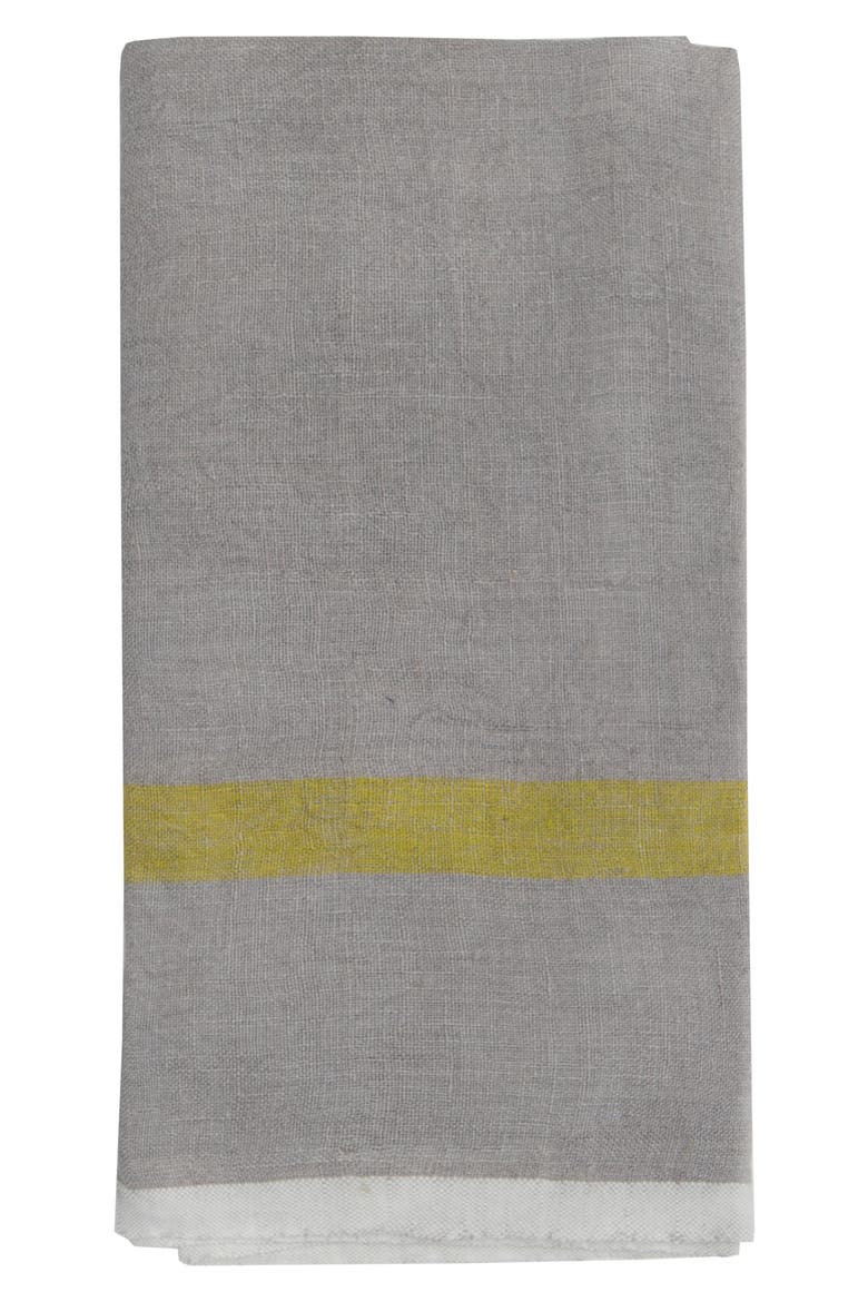 Set of 2 Laundered Linen Tea Towels, Main, color, GREY/LIME