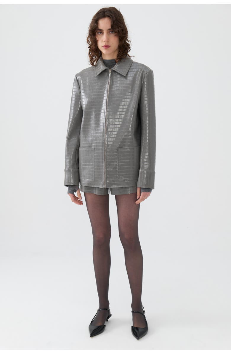 Nocturne Shirt Collar Faux Leather Jacket, Alternate, color,