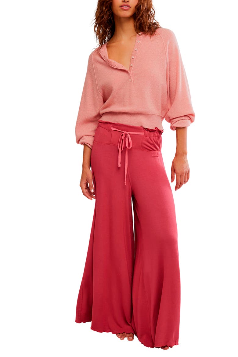 Dream State Wide Leg Lounge Pants, Alternate, color, GARNET ROSE