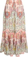 Etro Paisley Print Cotton Tiered Maxi Skirt