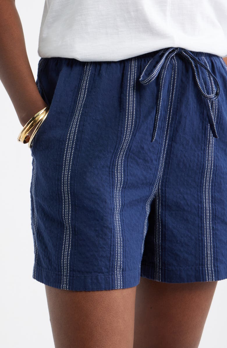 Caslon<sup>®</sup> Cotton Blend Dobby Pull-On Shorts, Alternate, color, Navy- Ivory Stripe