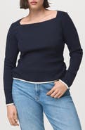 MANGO Boat Neck Cotton T-Shirt
