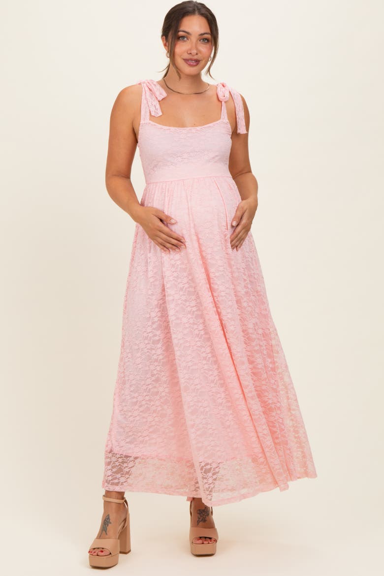 Pink Sleeveless Lace Maxi Dress, Alternate, color, Light Pink