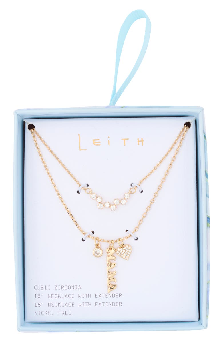 Leith Set of 2 Mama Cluster Charm Necklaces, Main, color, Clear- Gold