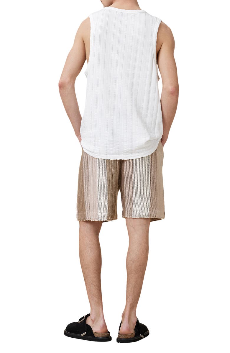 AllSaints Truck Stripe Cotton Shorts, Alternate, color, Plaster Taupe