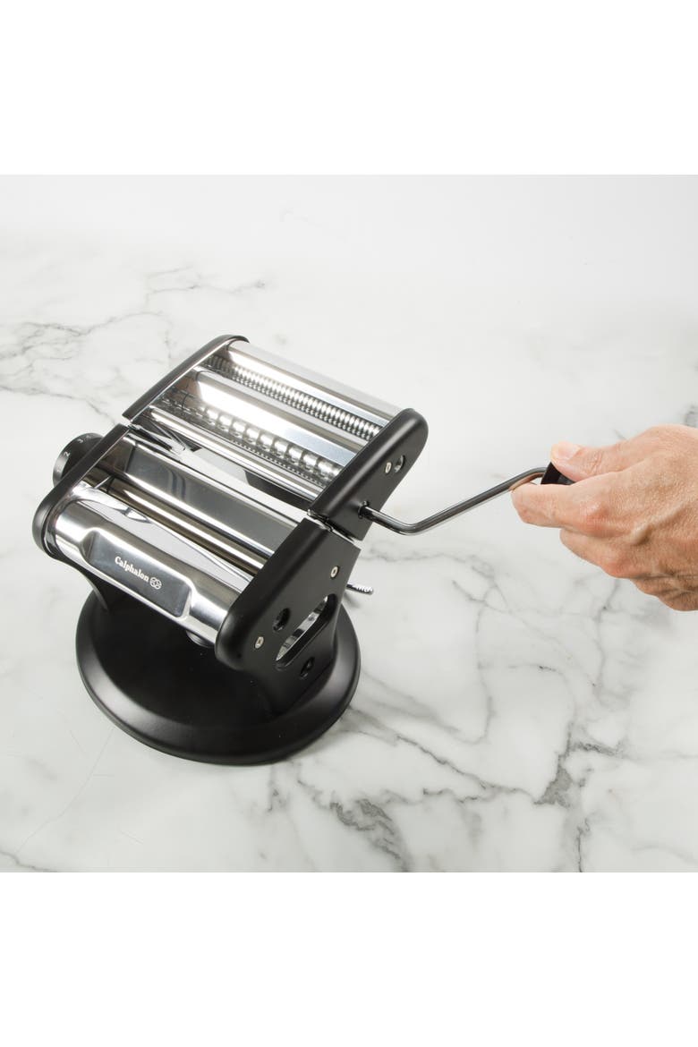 Aero Manual Pasta Maker with Spaghetti and Fettuccini Rollers, Alternate, color, Silver