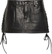 Balenciaga Lace-Up Leather Miniskirt