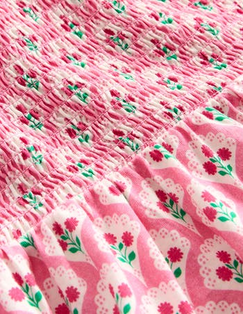 Kids' Aurora Twirly Floral Smocked Bodice Cotton Dress