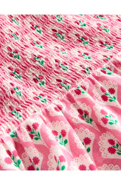 Mini Boden Kids' Aurora Twirly Floral Smocked Bodice Cotton Dress
