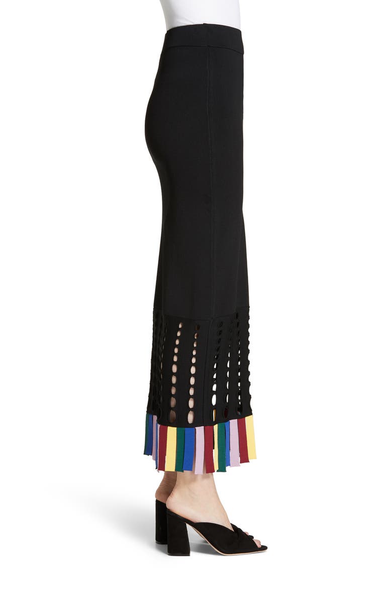 Garage Rainbow Fringe Maxi Skirt, Alternate, color, BLACK/ RAINBOW