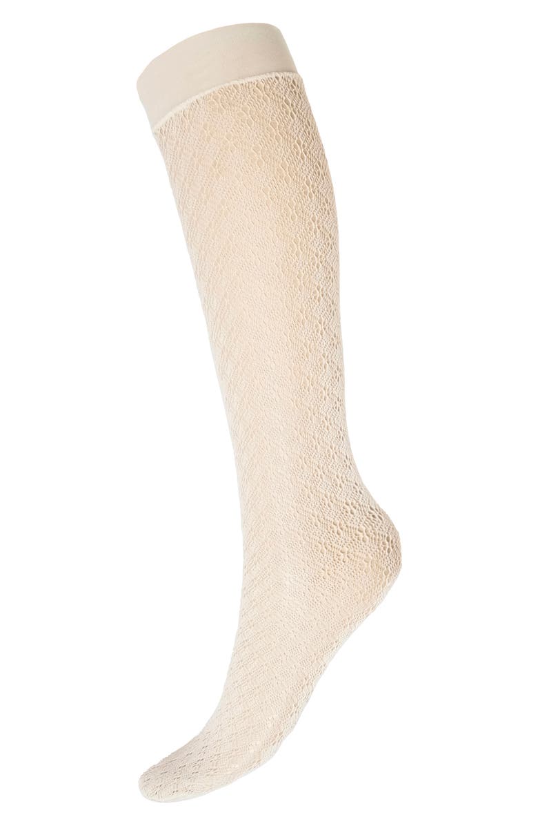 Wolford Blossom Knee High Socks, Alternate, color, Buttercream