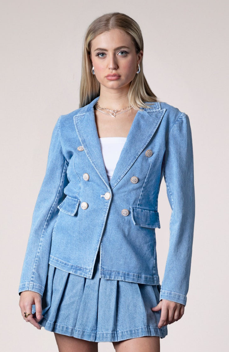 BLUE REVIVAL Miley Recycled Blazer, Main, color, Light Stone