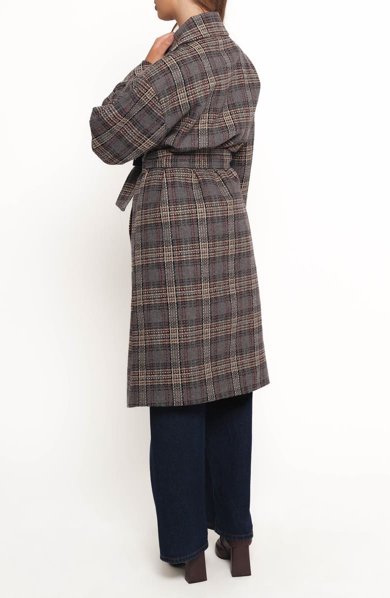 Petal & Pup Torie Belted Plaid Coat, Alternate, color, Grey Check