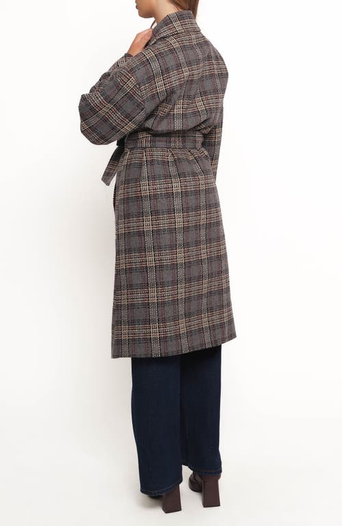 Petal And Pup Petal & Pup Torie Belted Plaid Coat In Gray