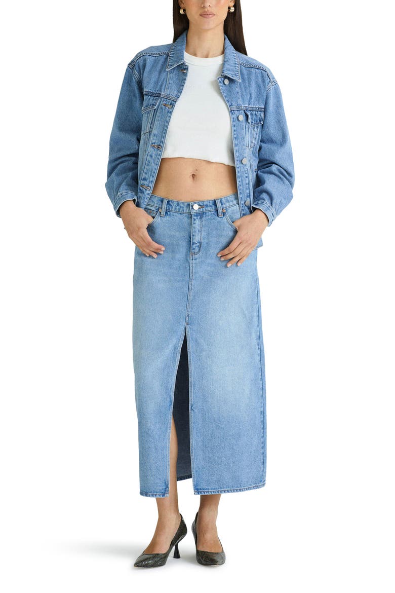 '99 Sylvie Low Rise Denim Maxi Skirt, Alternate, color, DISTRESSED LIGHT DENIM