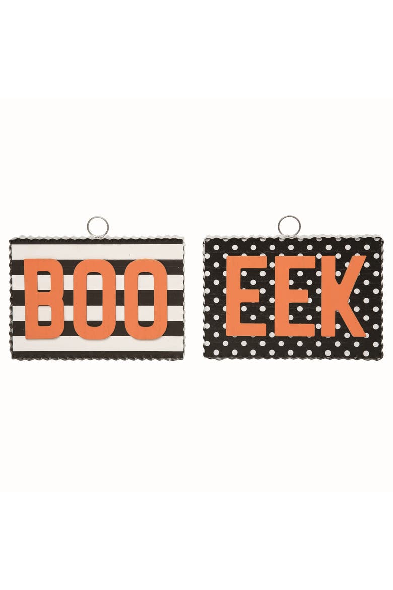 Wood Multicolor Halloween Corrugated Frame Decor Set of 2, Main, color, Multicolored