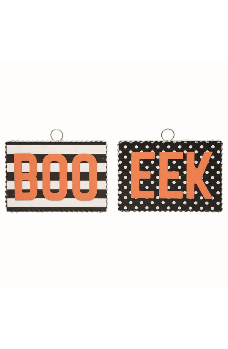 Transpac Wood Multicolor Halloween Corrugated Frame Decor Set of 2, Main, color, Multi