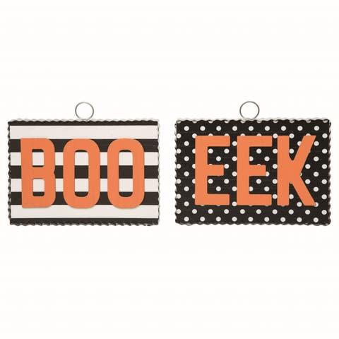Wood Multicolor Halloween Corrugated Frame Decor Set of 2