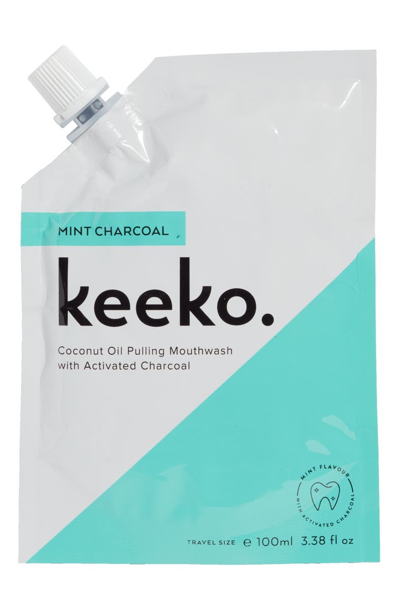KEEKO . Mint Charcoal Oil Pulling Mouthwash, Main, color, 