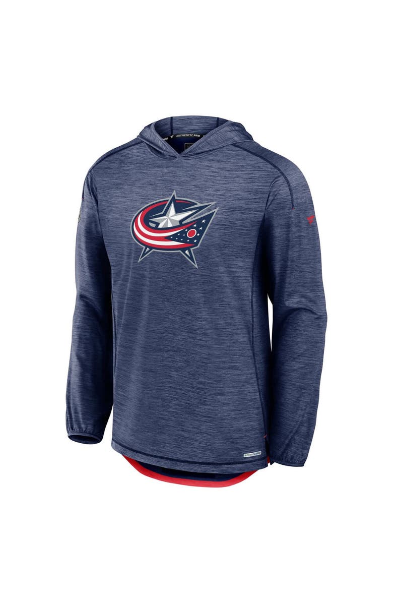 FANATICS Men's Fanatics Heather Navy Columbus Blue Jackets Authentic Pro Rink Pullover Hoodie, Alternate, color, 