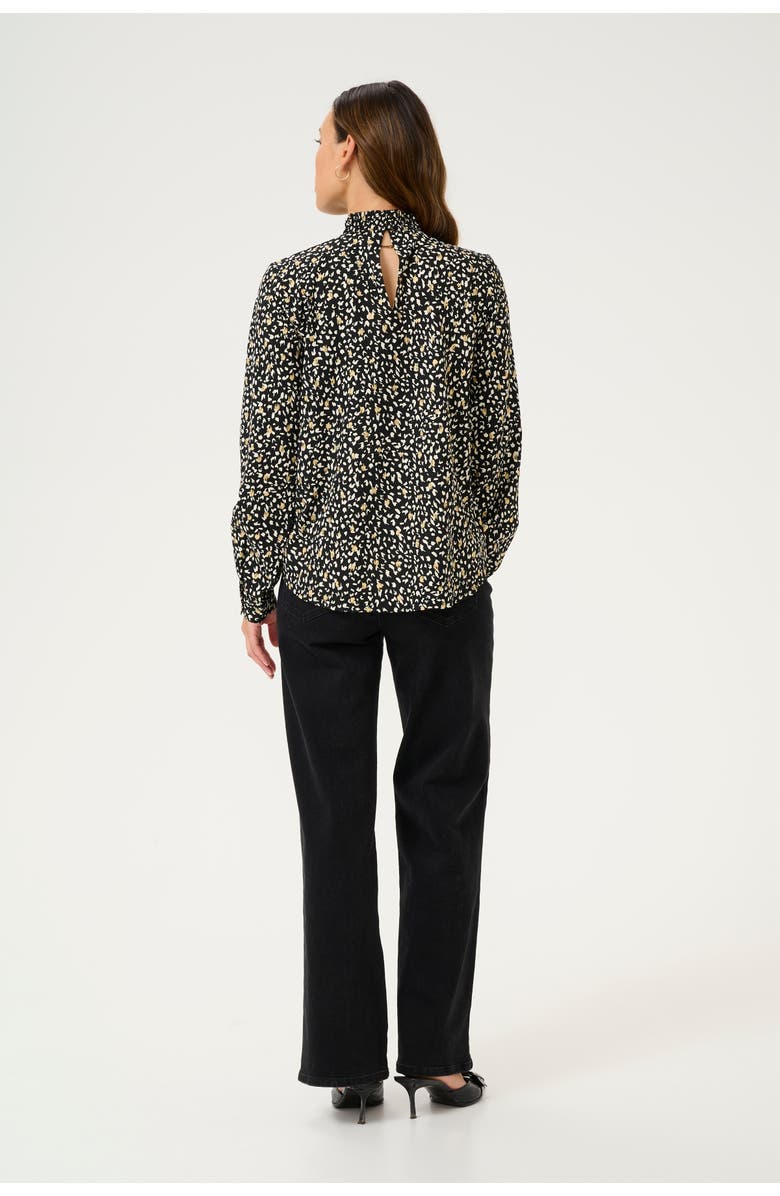 Kaffe KAmalene Dress V-neck Above The Knee, Alternate, color, Black/White/Gold Print