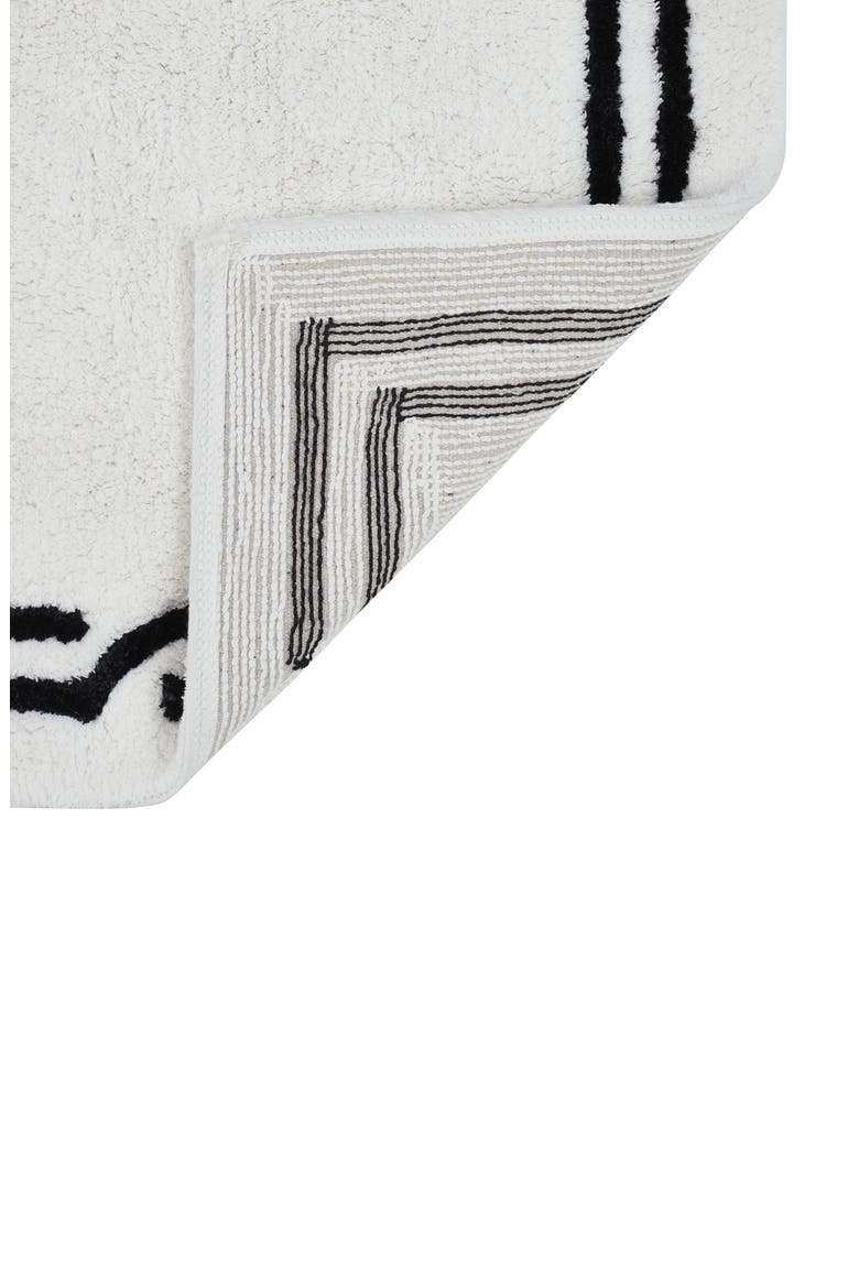 Black & White Border Bath Rug, Alternate, color, WHITE/ BLACK