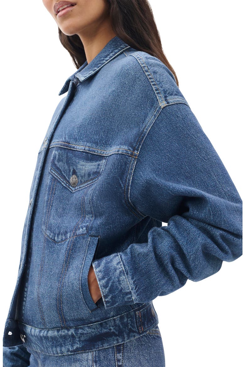 rb Miramar Trompe l'Oeil Faux Denim Terry Trucker Jacket, Alternate, color, ALMDA