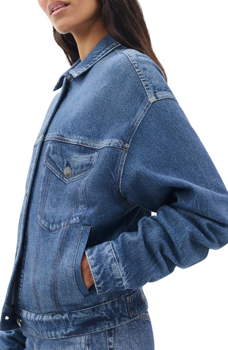 rag & bone Miramar Trompe l'Oeil Faux Denim Terry Trucker Jacket, Alternate, color, Almda