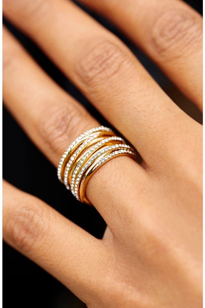 Jamila Crystal Multiband Ring, Alternate, color, GOLD