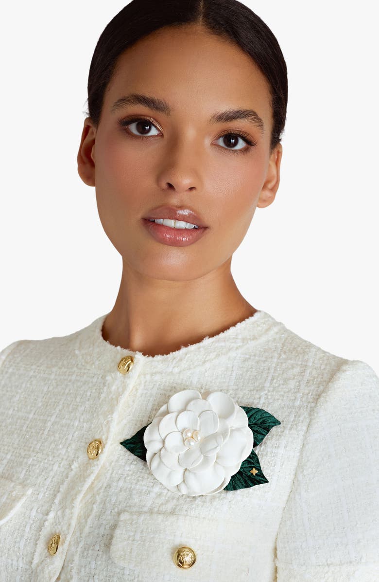 Helena Simon The Small White Gardenia Floral Brooch, Alternate, color, White