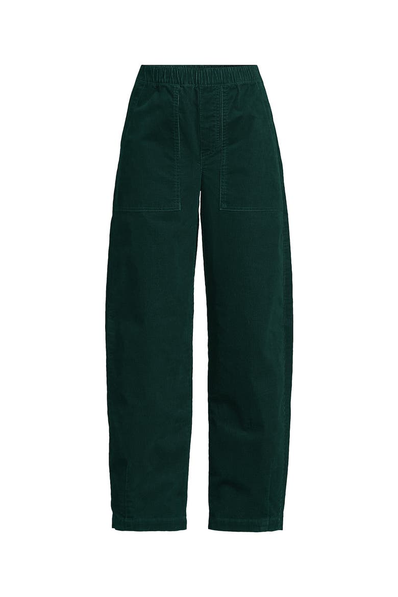 Corduroy High Rise Pull On Utility Barrel Leg Pants, Alternate, color, Evergreen