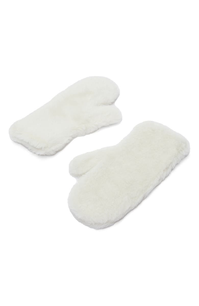 Max Mara Ombrato Teddy Mitts, Alternate, color, Off White