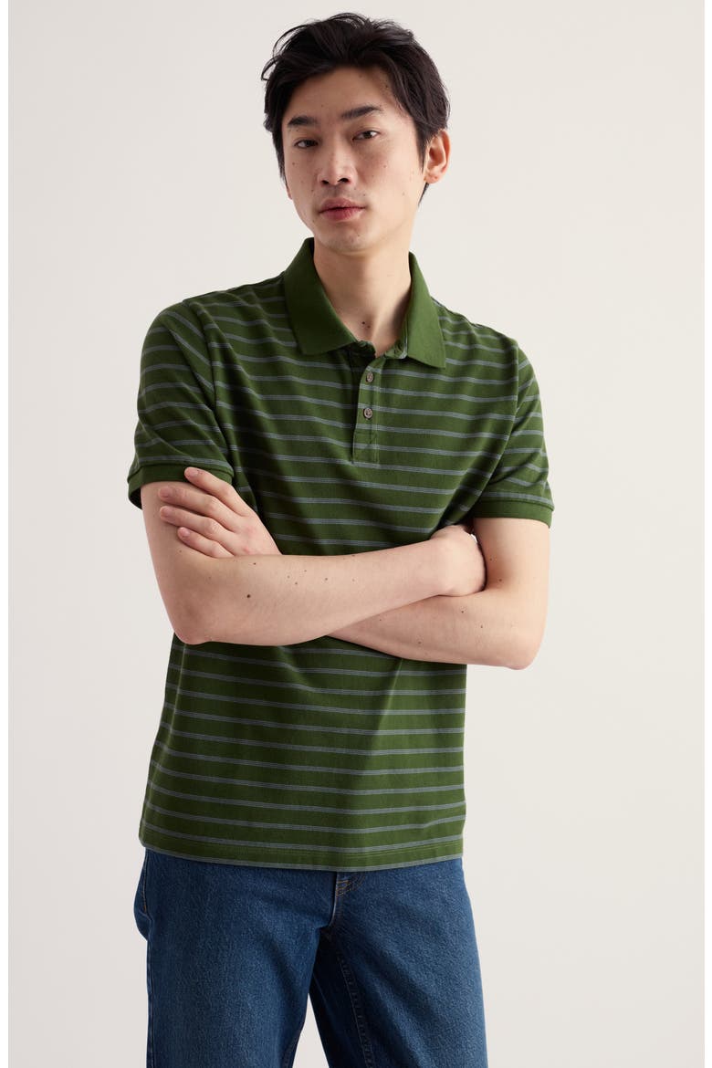 Balefire Striped Organic Cotton Polo, Alternate, color, UPSURGE DARK WILLOW