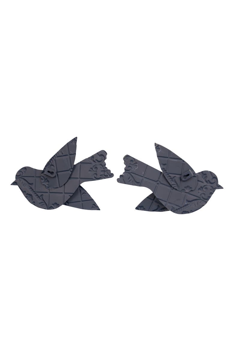 Set of 2 Brushed White Bird Cottage Tin Tile Metal Wall Décor, Alternate, color, Blue