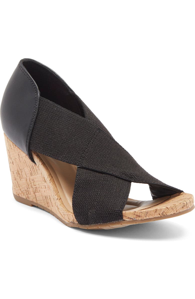 Reaction Kenneth Cole Gelena Stretch Wedge Sandal, Main, color, Black Elastic