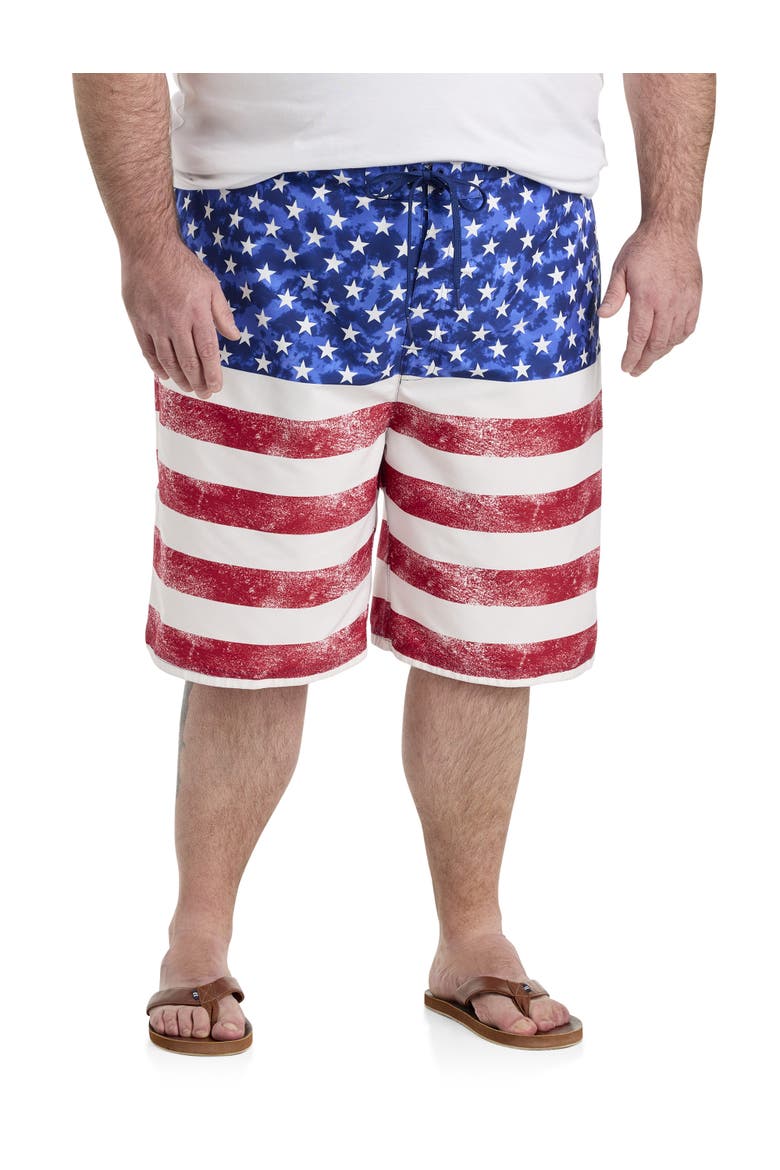 Big & Tall Patriotic Swim Trunks, Main, color, BLUE