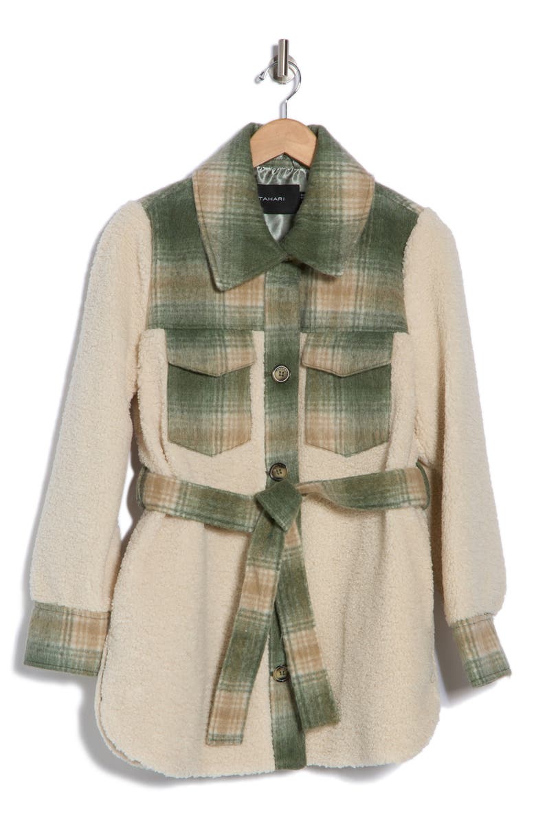 Tahari Nile Faux Shearling Coat, Main, color, 