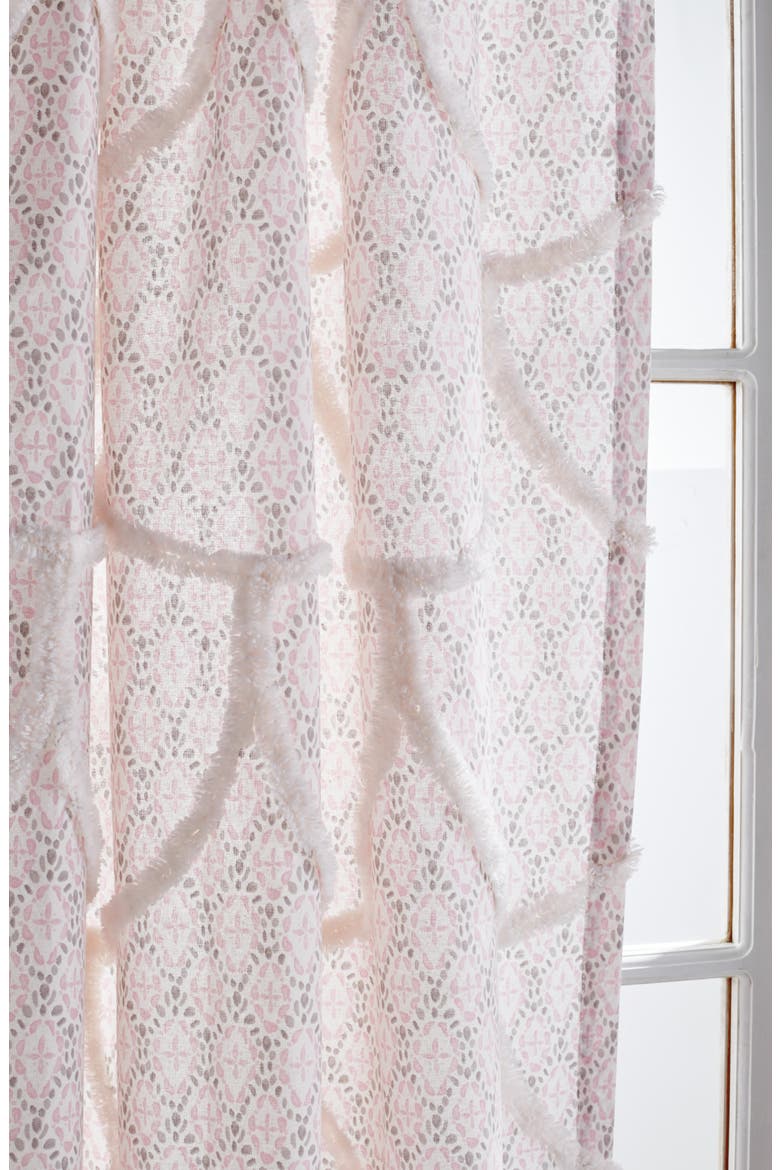 Chenille Scallop Single Curtain Panel, Alternate, color, BLUSH